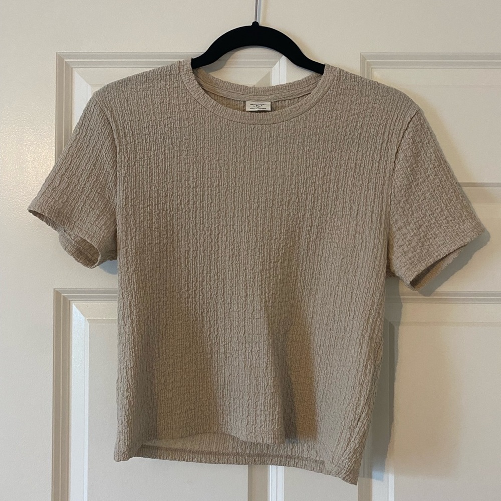 Abercrombie & Fitch Textured Beige Baby Tee
